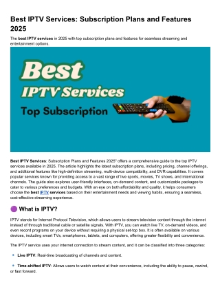best iptv services subscription plans