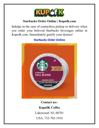 Starbucks Order Online Kupofk