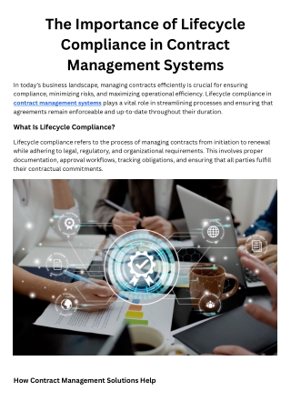 The Importance of Lifecycle Compliance in Contract Management Systems