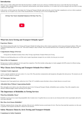 Why Javis Towing and Transport Orlando is the First Choice for Many