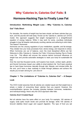 Why ‘Calories In, Calories Out’ Fails_ 5 Hormone-Hacking Tips to Finally Lose Fat