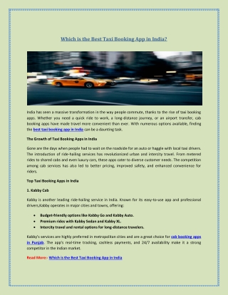 Which is the Best Taxi Booking App in India?