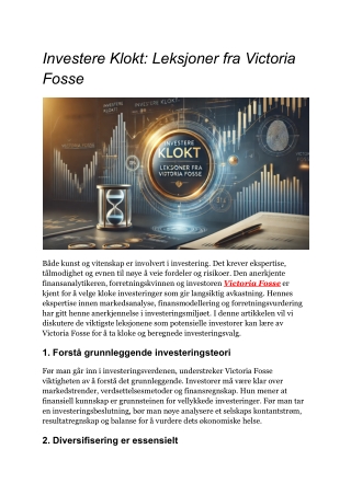 Investere Klokt_ Leksjoner fra Victoria Fosse