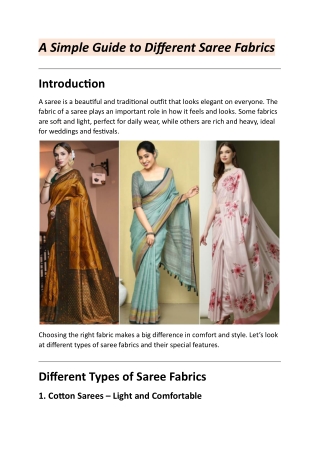Your Guide to Saree Fabrics – Pick the Best for Any Occasion