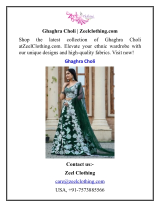 Ghaghra Choli  Zeelclothing