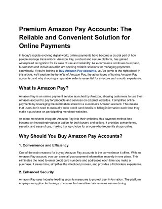 Premium Amazon Pay Accounts_ The Reliable and Convenient Solution for Online Payments