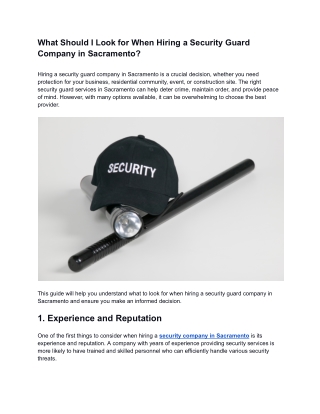 What Should I Look for When Hiring a Security Guard Company in Sacramento?