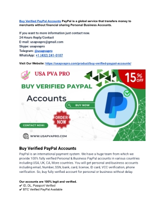Buy Verified PayPal Accounts-100% USA,UK,CA Trusted