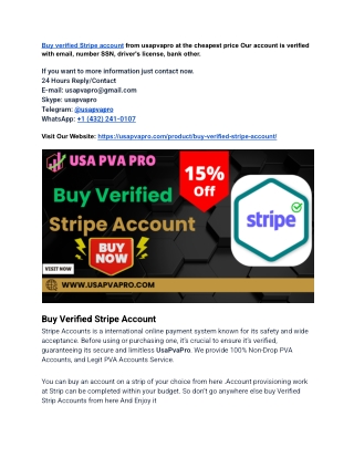 Buy Verified Stripe Account — New & Old Available