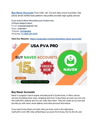 Best 5 Website To Buy Naver Accounts- 100% verified And Safe