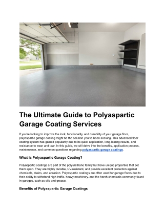 The Ultimate Guide to Polyaspartic Garage Coating Services