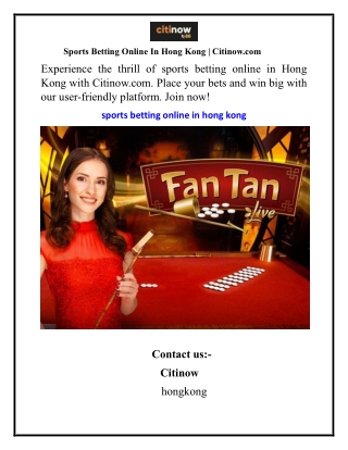 Sports Betting Online In Hong Kong  Citinow.com