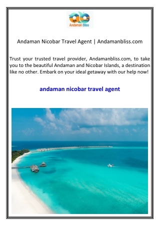 Andaman Nicobar Travel Agent  Andamanbliss.com