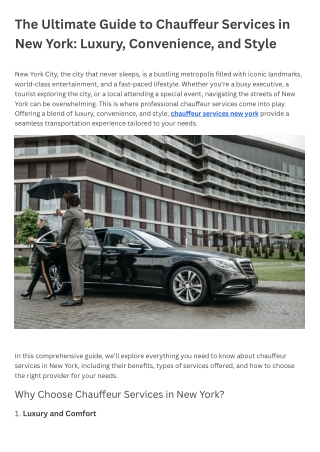 The Ultimate Guide to Chauffeur Services in New York Luxury, Convenience, and Style