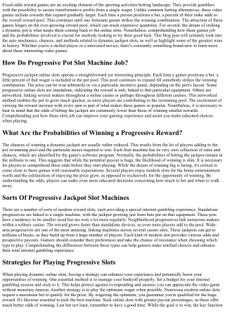 The  Reality  Regarding Progressive Jackpots: A Player's  Manual