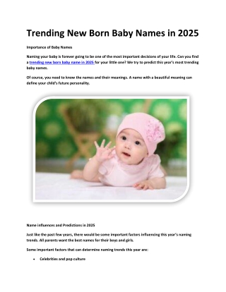 Trending New Born Baby Names in 2025