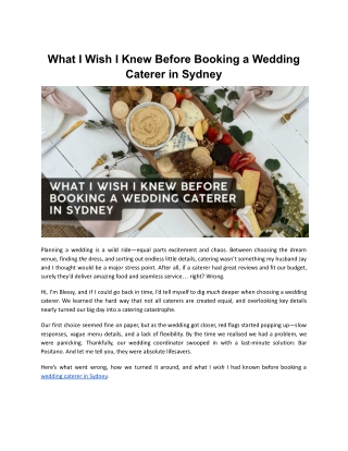What I Wish I Knew Before Booking a Wedding Caterer in Sydney