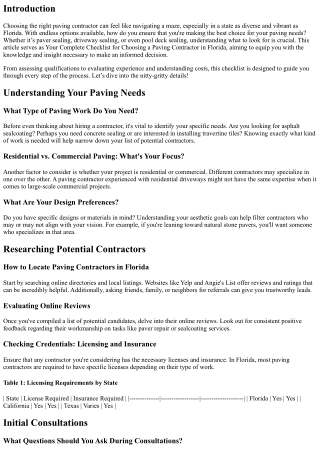 Your Complete Checklist for Choosing a Paving Contractor in Florida