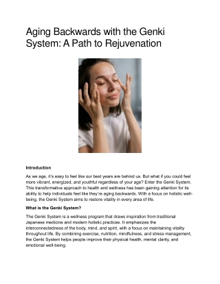 aging backwards with the genki system a path