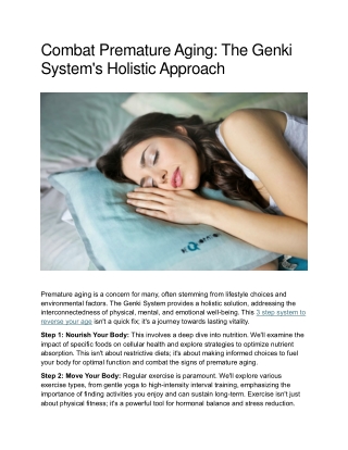 combat premature aging the genki system