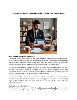 Reliable Staffing Services In Bangalore - Build Your Dream Team