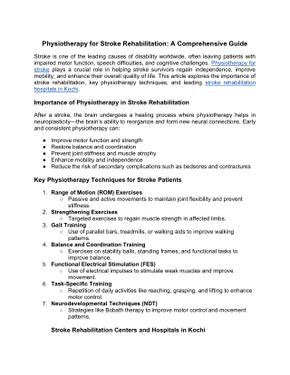 Physiotherapy for Stroke Rehabilitation_ A Comprehensive Guide