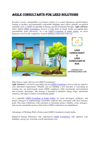 agile consultants for leed solution agile
