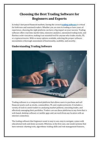 Choosing the Best Trading Software for Beginners and Experts
