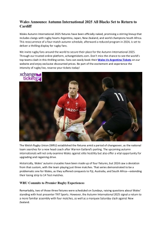 Wales Announce Autumn International 2025 All Blacks Set to Return to Cardiff