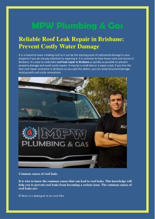 Reliable Roof Leak Repair in Brisbane Prevent Costly Water Damage