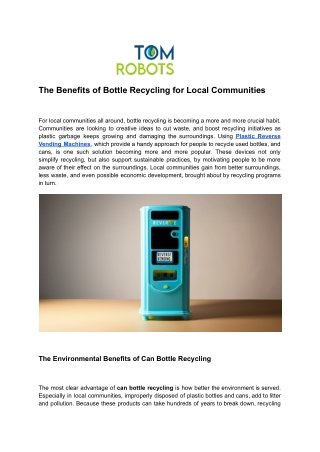 The Benefits of Bottle Recycling for Local Communities