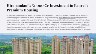 Hiranandani’s ₹1000 Cr Investment in Panvel’s Premium Housing