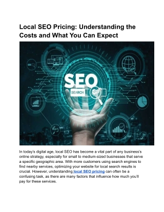 Local SEO Pricing: Understanding the Costs and What You Can Expect