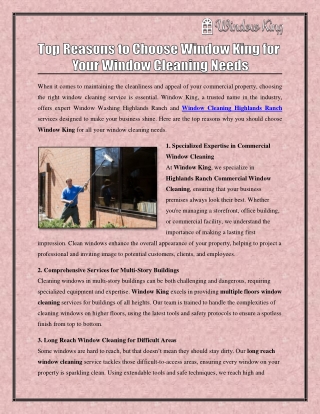 Top Reasons to Choose Window King for Your Window Cleaning Needs