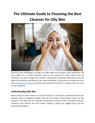 The Ultimate Guide to Choosing the Best Cleanser for Oily Skin