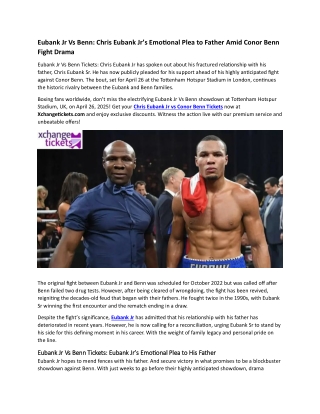 Chris Eubank Jr's Heartfelt Plea to Father Before Benn Fight