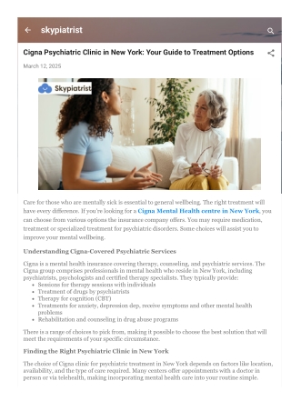 Cigna Psychiatric Clinic in New York Your Guide to Treatment Options