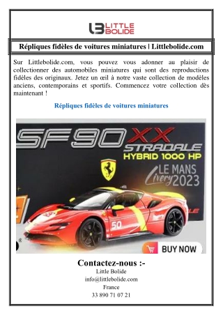 r pliques fid les de voitures miniatures