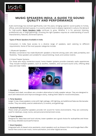 Music Speakers India A Guide to Sound Quality and Performance