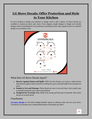 LG Stove Decals- Offer Protection and Style to Your Kitchen