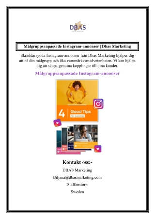 Målgruppsanpassade Instagram-annonser  Dbas Marketing