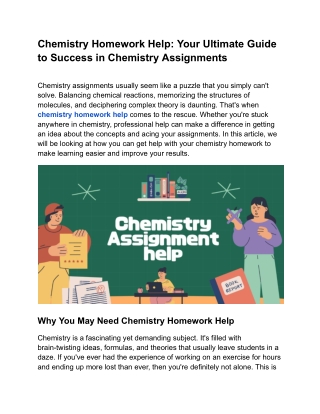 Chemistry Homework Help: Your Ultimate Guide to Success in Chemistry Assignments