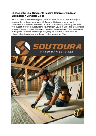 Choosing the Best Basement Finishing Contractors in West Bloomfield
