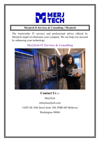 Merjtech It Services & Consulting  Merjtech