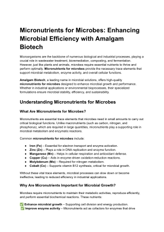 micronutrients for microbes enhancing microbial