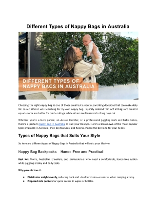 Different Types of Nappy Bags in Australia