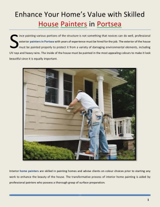 Enhance Your Home’s Value with Skilled House Painters in Portsea