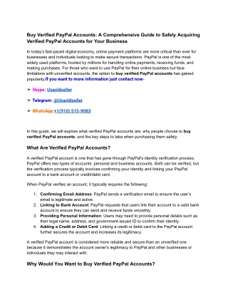 Buy Verified PayPal Accounts_ A Comprehensive Guide to Safely Acquiring Verified PayPal Accounts for Your Business