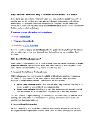 Buy Old Gmail Accounts_ Why It's Beneficial and How to Do It Safely