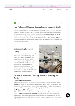 How Professional Cleaning Services Improve Indoor Air Quality.